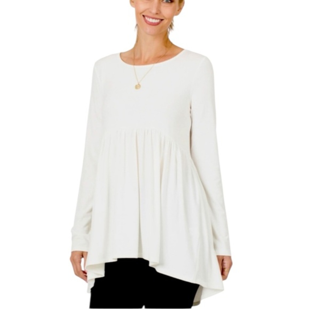 Zenana Outfitters Ivory Flowing Tunic Top XL Soft Minimalist Everyday